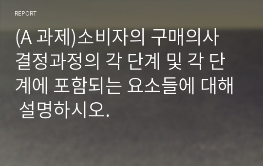 (A 과제)소비자의 구매의사 결정과정의 각 단계 및 각 단계에 포함되는 요소들에 대해 설명하시오.