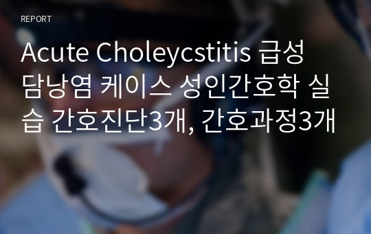 Acute Choleycstitis 급성 담낭염 케이스 성인간호학 실습 간호진단3개, 간호과정3개