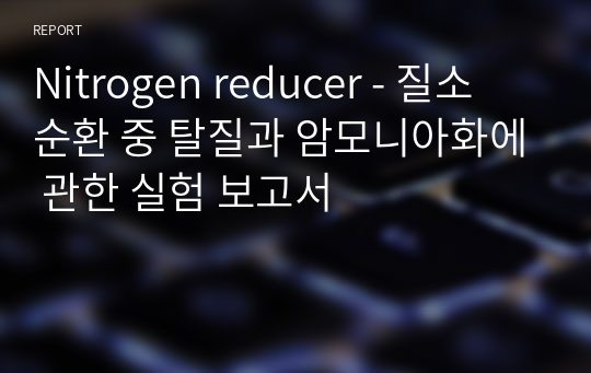 Nitrogen reducer - 질소 순환 중 탈질과 암모니아화에 관한 실험 보고서