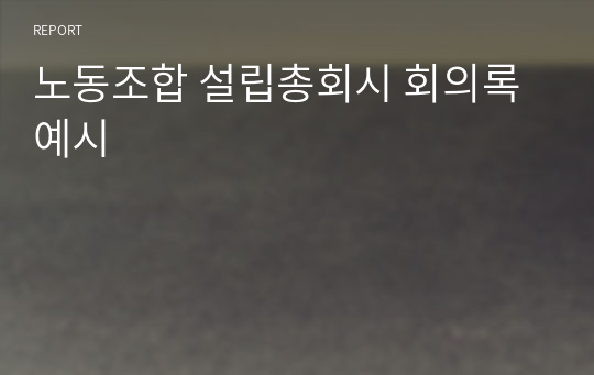 노동조합 설립총회시 회의록 예시