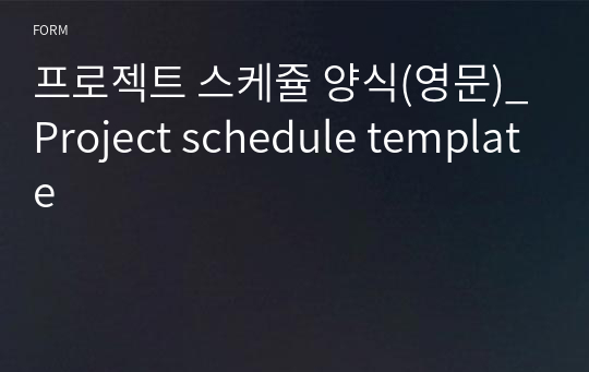 프로젝트 스케쥴 양식(영문)_Project schedule template