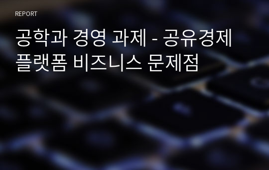 공학과 경영 과제 - 공유경제 플랫폼 비즈니스 문제점