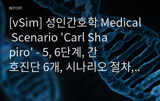 [vSim] 성인간호학 Medical Scenario &#039;Carl Shapiro&#039; - 5, 6단계, 간호진단 6개, 시나리오 절차, 간호과정 1개