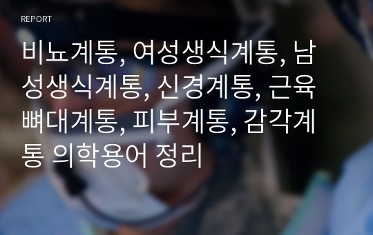 비뇨계통, 여성생식계통, 남성생식계통, 신경계통, 근육뼈대계통, 피부계통, 감각계통 의학용어 정리