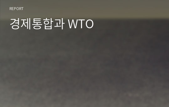 경제통합과 WTO