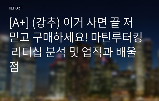 [A+] (강추) 이거 사면 끝 저 믿고 구매하세요! 마틴루터킹 리더십 분석 및 업적과 배울 점