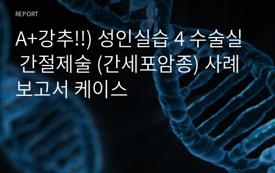 A+강추!!) 성인실습 4 수술실 간절제술 (간세포암종) 사례보고서 케이스