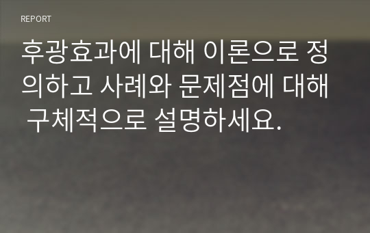 후광효과에 대해 이론으로 정의하고 사례와 문제점에 대해 구체적으로 설명하세요.