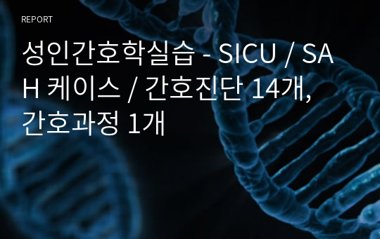 성인간호학실습 - SICU / SAH 케이스 / 간호진단 14개, 간호과정 1개