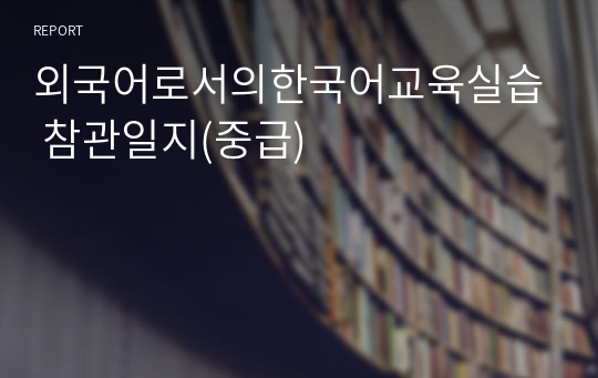 외국어로서의한국어교육실습 참관일지(중급)