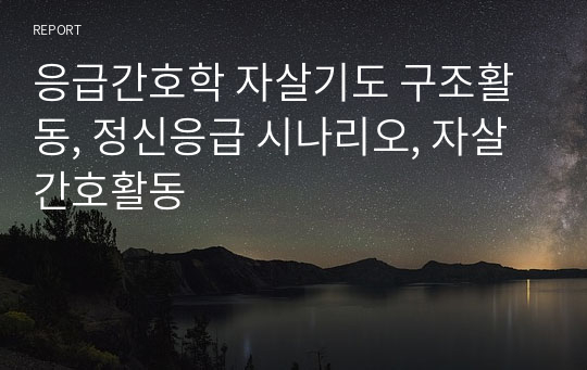 응급간호학 자살기도 구조활동, 정신응급 시나리오, 자살 간호활동