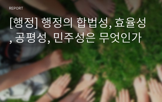 [행정] 행정의 합법성, 효율성, 공평성, 민주성은 무엇인가