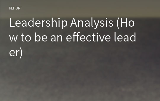 Leadership Analysis (How to be an effective leader)
