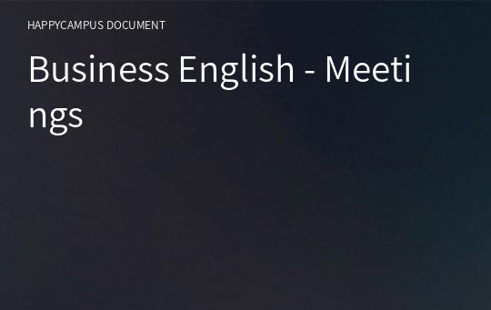 Business English - Meetings