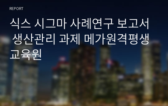 식스 시그마 사례연구 보고서 생산관리 과제 메가원격평생교육원