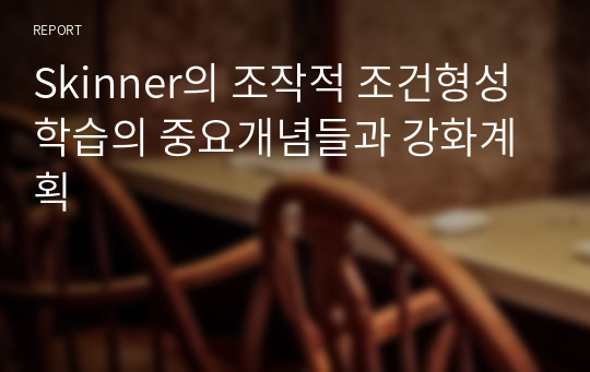 Skinner의 조작적 조건형성 학습의 중요개념들과 강화계획