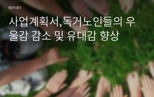 사업계획서,독거노인들의 우울감 감소 및 유대감 향상