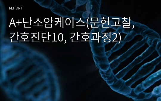 A+난소암케이스(문헌고찰, 간호진단10, 간호과정2)