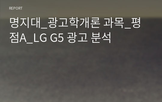 명지대_광고학개론 과목_평점A_LG G5 광고 분석