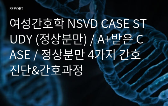 여성간호학 NSVD CASE STUDY (정상분만) / A+받은 CASE / 정상분만 4가지 간호진단&amp;간호과정