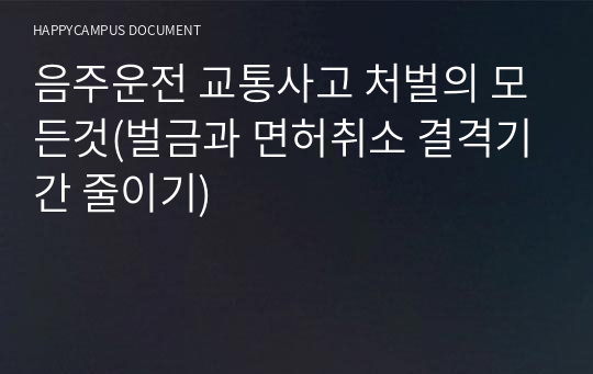 음주운전 교통사고 처벌의 모든것(벌금과 면허취소 결격기간 줄이기)