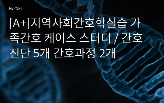 [A+]지역사회간호학실습 가족간호 케이스 스터디 / 간호진단 5개 간호과정 2개