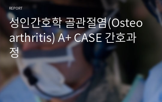성인간호학 골관절염(Osteoarthritis) A+ CASE 간호과정