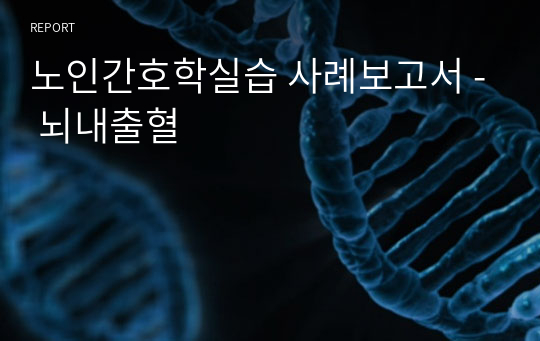 노인간호학실습 사례보고서 - 뇌내출혈