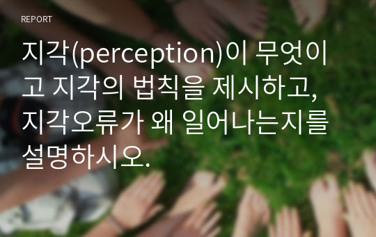 지각(perception)이 무엇이고 지각의 법칙을 제시하고, 지각오류가 왜 일어나는지를 설명하시오.