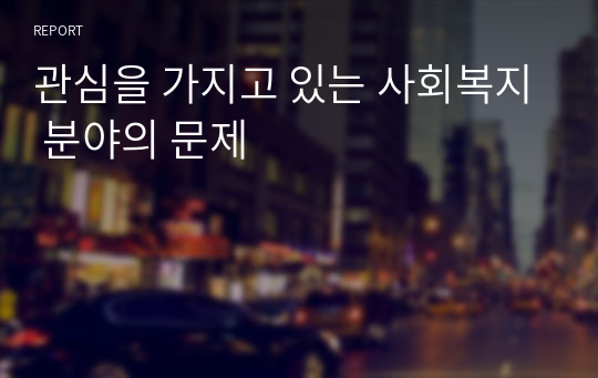 관심을 가지고 있는 사회복지 분야의 문제