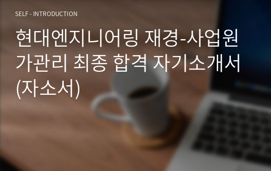 현대엔지니어링 재경-사업원가관리 최종 합격 자기소개서(자소서)
