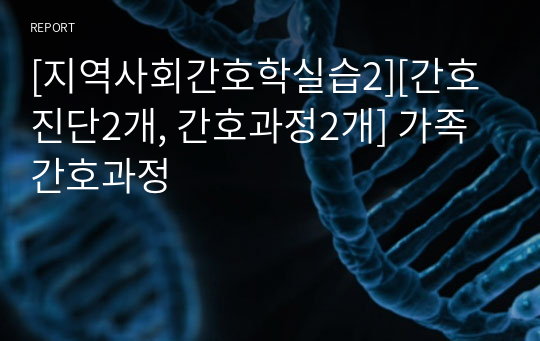 [지역사회간호학실습2][간호진단2개, 간호과정2개] 가족간호과정