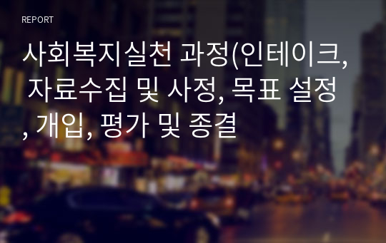 사회복지실천 과정(인테이크, 자료수집 및 사정, 목표 설정, 개입, 평가 및 종결