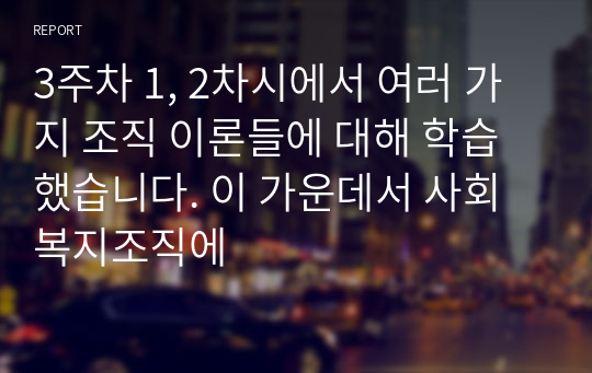 3주차 1, 2차시에서 여러 가지 조직 이론들에 대해 학습했습니다. 이 가운데서 사회복지조직에