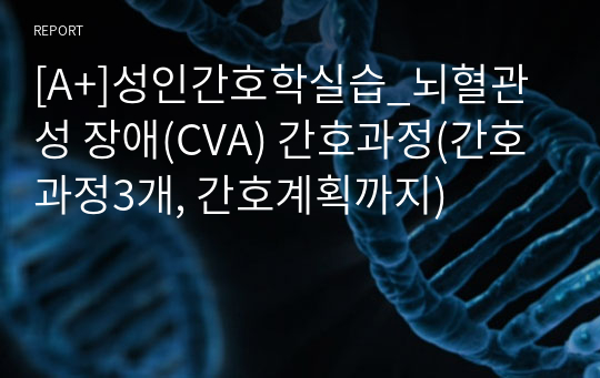 [A+]성인간호학실습_뇌혈관성 장애(CVA) 간호과정(간호과정3개, 간호계획까지)