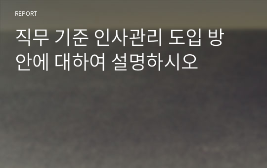 직무 기준 인사관리 도입 방안에 대하여 설명하시오