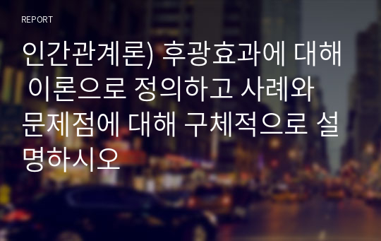 인간관계론) 후광효과에 대해 이론으로 정의하고 사례와 문제점에 대해 구체적으로 설명하시오