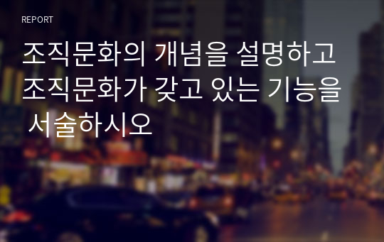 조직문화의 개념을 설명하고 조직문화가 갖고 있는 기능을 서술하시오