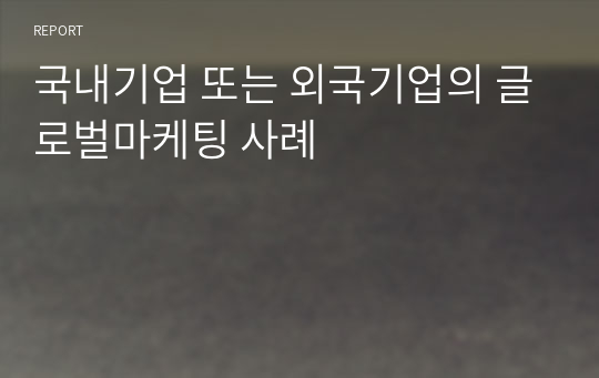 국내기업 또는 외국기업의 글로벌마케팅 사례