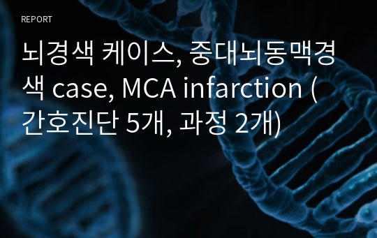 뇌경색 케이스, 중대뇌동맥경색 case, MCA infarction (간호진단 5개, 과정 2개)