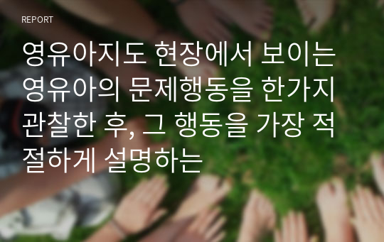 영유아지도 현장에서 보이는 영유아의 문제행동을 한가지 관찰한 후, 그 행동을 가장 적절하게 설명하는