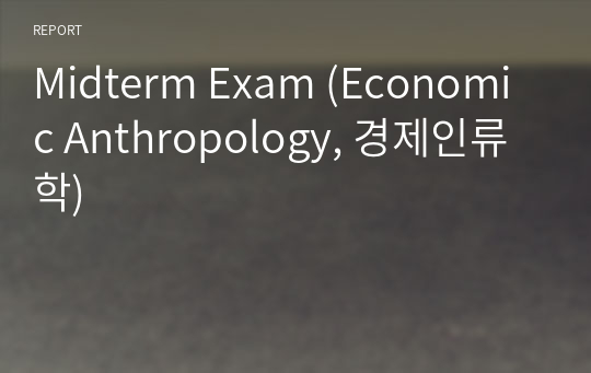[A+] Midterm Exam (Economic Anthropology, 경제인류학)