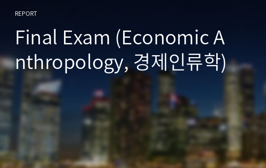 [A+] Final Exam (Economic Anthropology, 경제인류학)