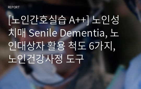 [노인간호실습 A++] 노인성 치매 Senile Dementia, 노인대상자 활용 척도 6가지, 노인건강사정 도구