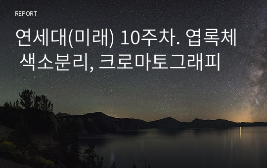 연세대(미래) 10주차. 엽록체 색소분리, 크로마토그래피