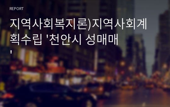 지역사회복지론)지역사회계획수립 &#039;천안시 성매매&#039;