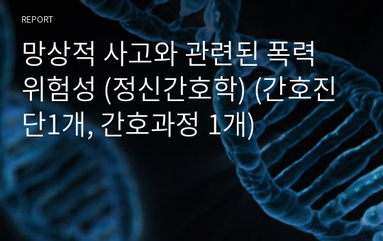 망상적 사고와 관련된 폭력 위험성 (정신간호학) (간호진단1개, 간호과정 1개)