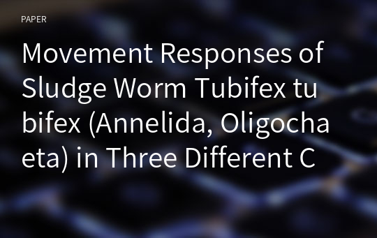 Movement Responses of Sludge Worm Tubifex tubifex (Annelida, Oligochaeta) in Three Different Copper Concentrations