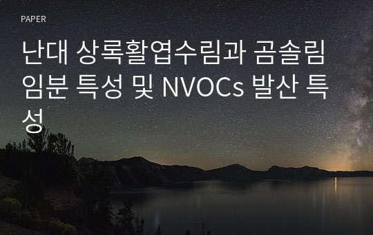 난대 상록활엽수림과 곰솔림 임분 특성 및 NVOCs 발산 특성