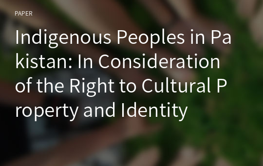 Indigenous Peoples in Pakistan: In Consideration of the Right to Cultural Property and Identity